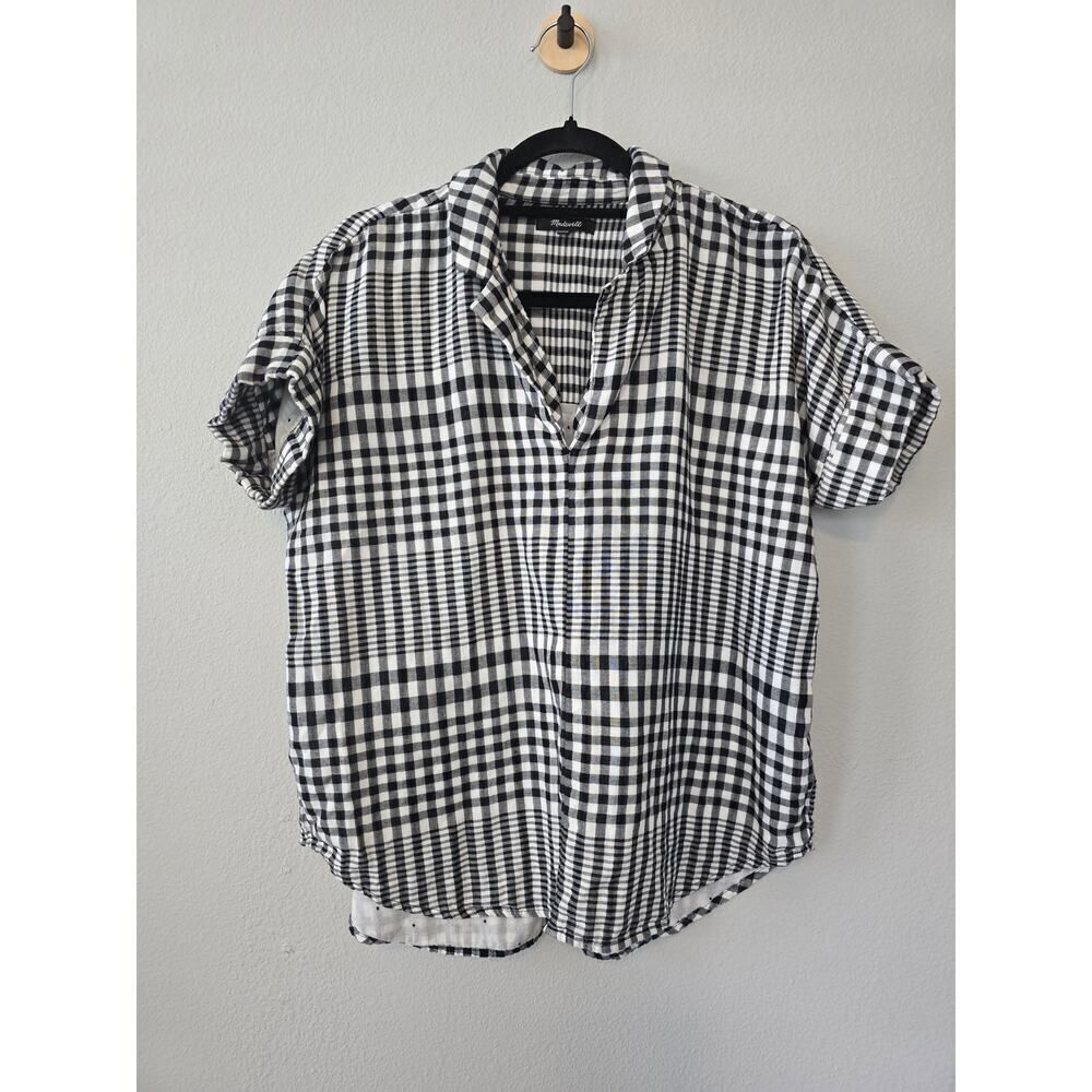 Madewell Black White Gingham Button Shirt Women’s S Do Well 100% Cotton Plaid